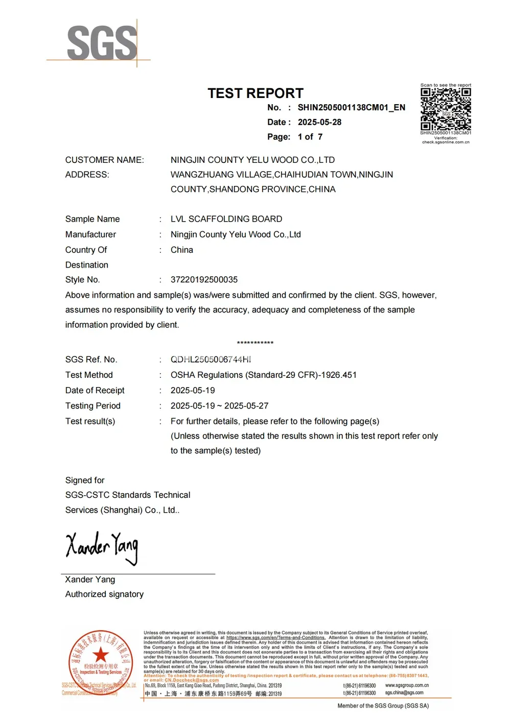 OSHA1 Certificate